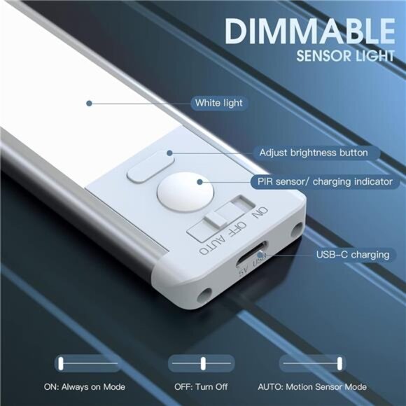 Under Cabinet Lights, 63 LED Rechargeable Battery Operated Motion Sensor Light - Picture 4 of 7